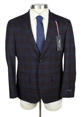 Tommy Hilfiger Conrad Sport Coat Mens 44 R Wine Plaid TH Flex Stretch Blazer